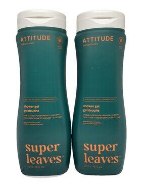 ATTITUDE Super Leaves Shower Gel Vine Pomegranate Natural Care NEW 16 oz Pack 2